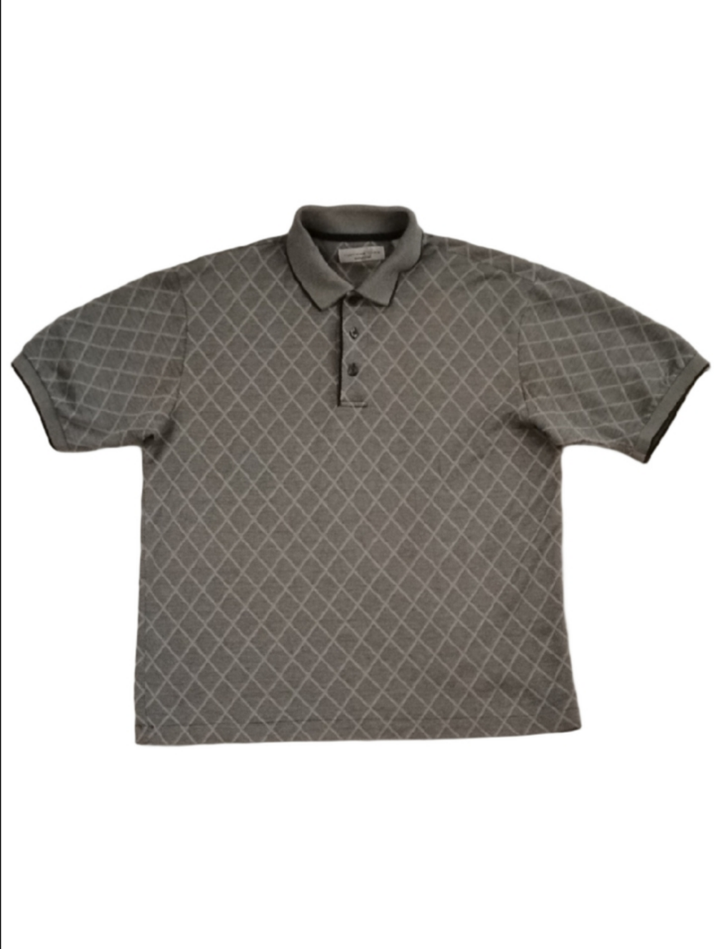 3/$20 Cypress Links Men's Gray Diamond-Pattern Polo Shirt